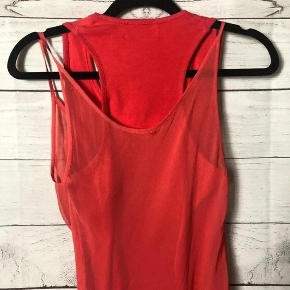 Elizabeth and James Coral Silk Chiffon Mini Sheath Dress 4 - Picture 7 of 8